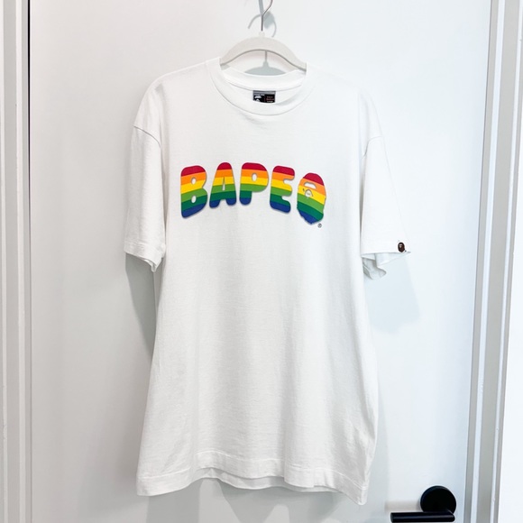 Bape Other - RARE Bape A Bathing ape spell out rainbow tee. Size large